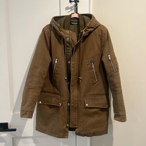The Kooples Sport Hooded Parka – Brown/Olive – Excellent Condition Size M